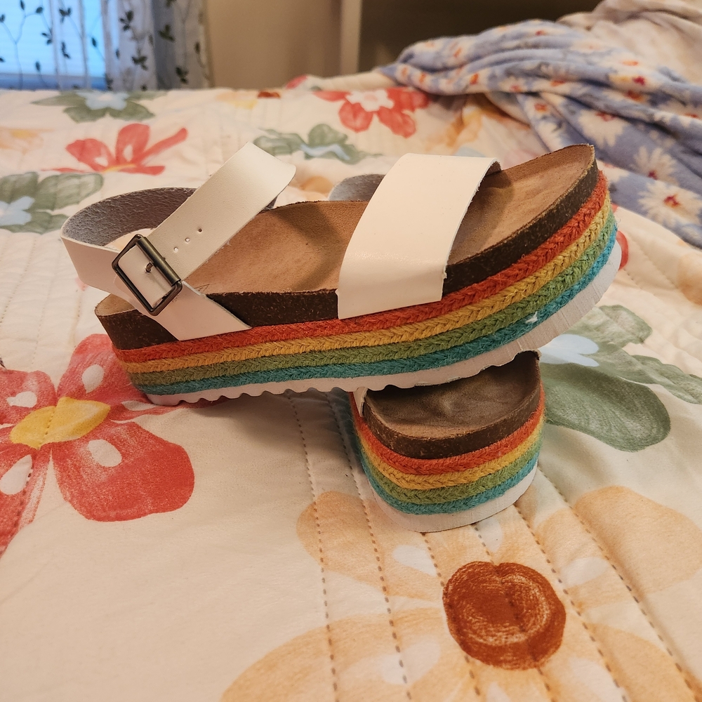 NWOT Colorful Rainbow Sandals